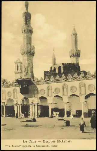 Kairo القاهرة Moschee Mosquee  El-Azhar  opposite to Shepheard's Hotel 1910