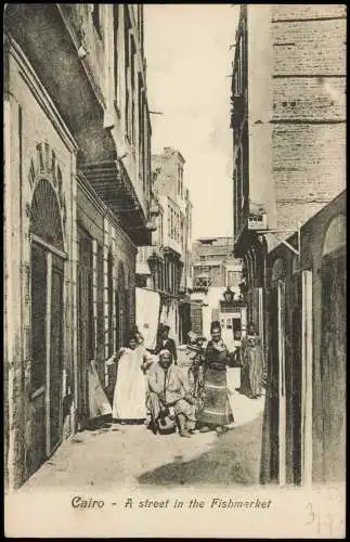 Kairo القاهرة Street in the Fishmarket, Einheimische Native Scene 1900