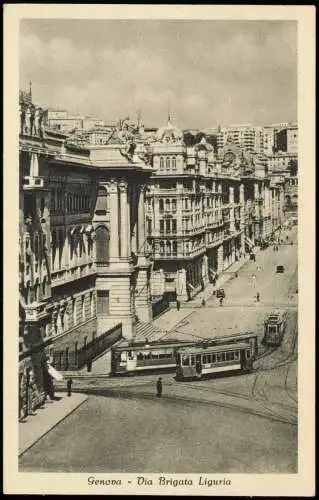 Genua Genova (Zena) Via Brigata Liguria Straßen-Ansicht Tram Straßenbahn 1942