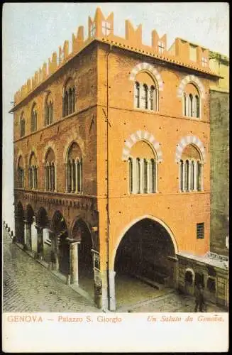 Genua Genova (Zena) Stadtteilansicht Partie am Palazzo S. Giorgio 1900