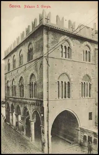 Cartoline Genua Genova (Zena) Straßen Partie am Palazzo S. Giorgio 1910