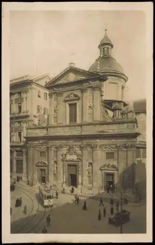 Genua Genova (Zena) Tram Straßenbahn passiert Kirche Chiesa di S. Ambrogio 1920