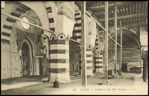 Kairo القاهرة Moschee Mosquee CAIRO Interior of the Blue Mosque 1910