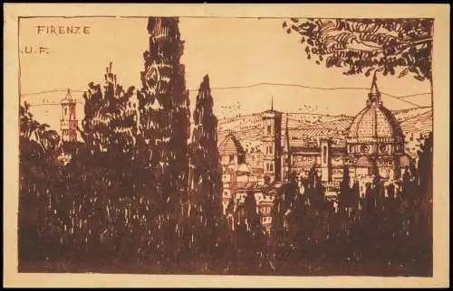 Florenz Firenze Stadt-Ansicht, Teilansicht, Künstlerkarte U.F. 1910