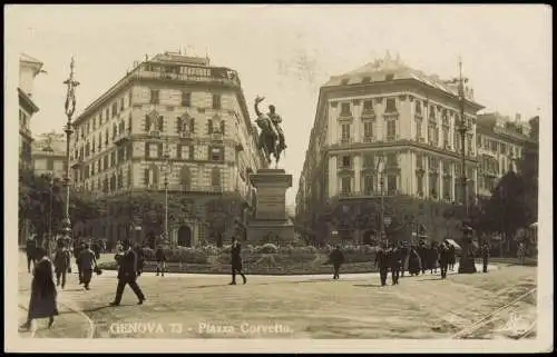 Cartoline Genua Genova (Zena) Straßen-Ansicht Piazza Corvetto 1925