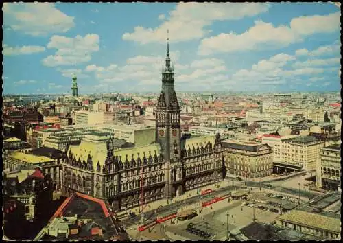 Ansichtskarte Hamburg Stadt Panorama-Ansicht mit Rathaus 1965