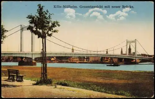 Ansichtskarte Mülheim-Köln Gesamtansicht mit neuer Brücke 1938