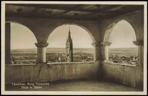 Ansichtskarte Landshut Blick v. Söller Burg Trausnitz 1930