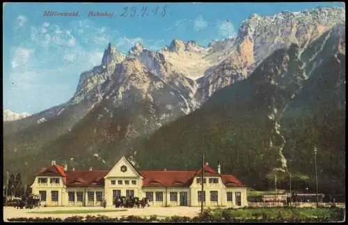 Ansichtskarte Mittenwald Bahnhof 1917