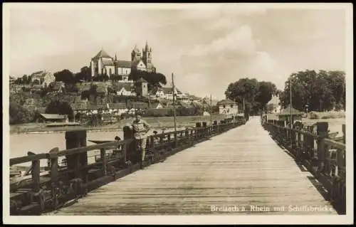 Ansichtskarte Breisach (Rhein) Rhein mit Schiffsbrücke 1930