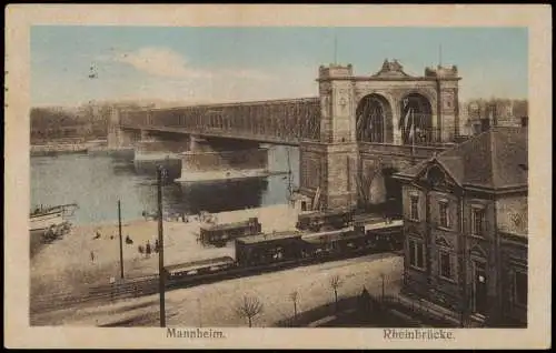 Ansichtskarte Mannheim Rheinbrücke, Haus 1923 Inflafrankatur 2 Mio auf 200 Mark