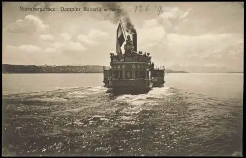 Ansichtskarte Starnberg Starnbergersee: Dampfer Bavaria in Fahrt Steamer 1912