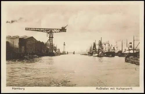 Ansichtskarte Hamburg Roßhafen mit Vulkanwerft 1926