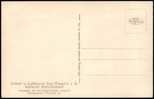 Bad Wimpfen Kurhotel Mathildenbad Terrassen mit unvergleichlicher Aussicht 1936