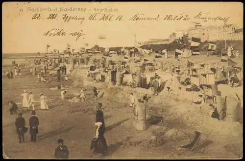 Ansichtskarte Norderney Strandleben u. Promenade 1912