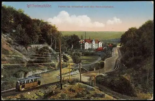 Bad Wilhelmshöhe-Kassel Partie im Druseltal mit des Herkulesbahn. 1918