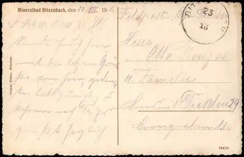 Ansichtskarte Bad Ditzenbach Partie vom Park 1916