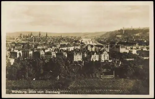 Ansichtskarte Würzburg Blick vom Steinberg - Fotokarte 1930