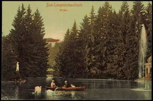 Ansichtskarte Bad Schwalbach Langenschwalbach Weiher Ruderboot Fontaine 1906