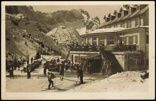 Ansichtskarte Garmisch-Partenkirchen Skiläufer Gasthaus 1941 Feldpost  WK2