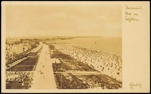 Warnemünde-Rostock Blick vom Leuchtturm auf die Strandpromenade 1934