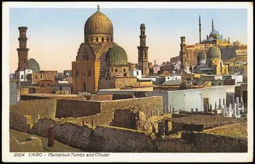 Kairo القاهرة Stadtteilansicht CAIRO Mamelouk Tombs and Citadel 1910