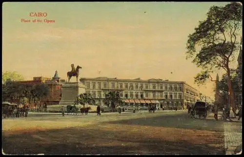 Postcard Kairo القاهرة Place of the Opera Straßen-Ansicht 1910