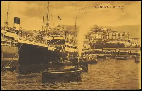 Cartoline Genua Genova (Zena) Hafen Il Porto Schiffe Dampfer Skutari 1913