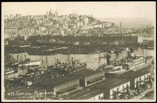 Genua Genova (Zena) Hafen (Porto) Schiffe, Stadt-Teilansicht 1925