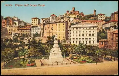 Genua Genova (Zena) Stadtteilansicht Piazza dell' Acqua Verde 1910