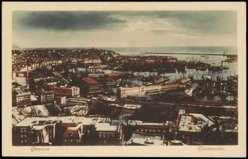 Genua Genova (Zena) Panorama-Ansicht, Blick zum Hafen (Porto) 1910