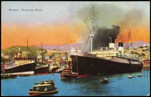 Genua Genova (Zena) Hafen (Porto) Schiff Dampfer Ship Piroscafo Roma 1910