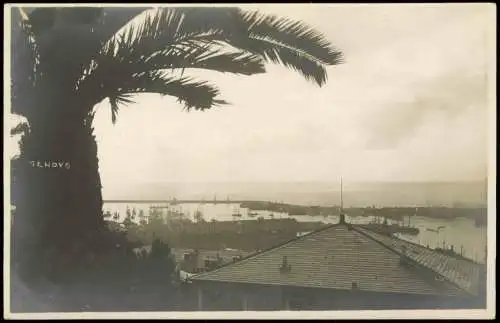 Cartoline Genua Genova (Zena) Panorama-Ansicht Blick zum Hafen Meer 1920