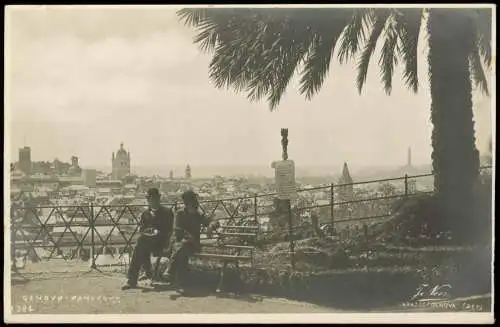 Genua Genova (Zena) Stadt-Panorama, 2 Männer auf einer Bank 1920