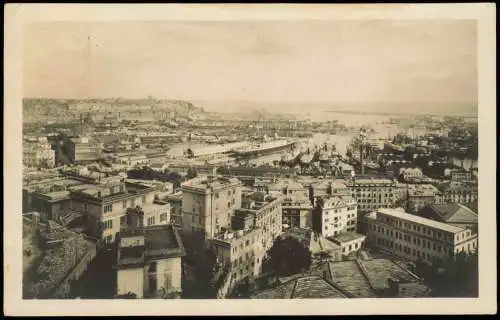 Genua Genova (Zena) Panorama-Ansicht, Stadt-Ansicht Blick zum Hafen 1931