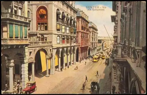 Cartoline Genua Genova (Zena) Straßen-Ansicht Via XX Settembre 1910