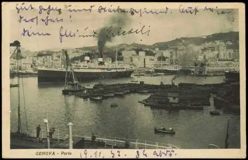 Cartoline Genua Genova (Zena) Hafen Porto Dampfer Schiffe 1932