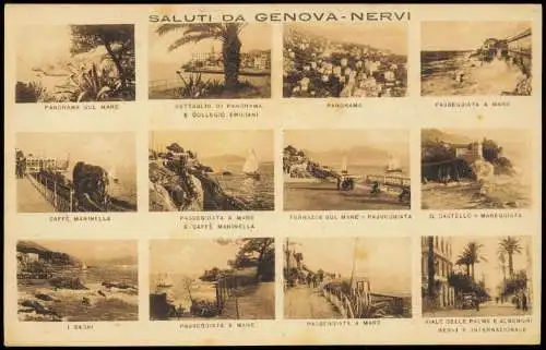 Cartoline Genua Genova (Zena) Mehrbildkarte mit 12 Ortsansichten 1920