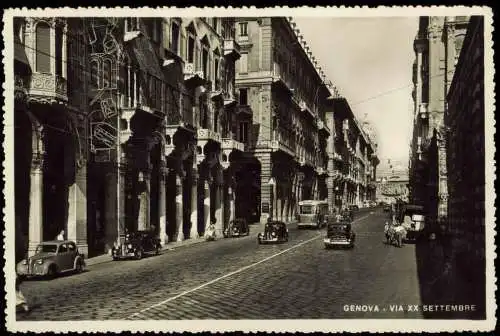 Genua Genova (Zena) VIA XX SETTEMBRE Straßen Partie Auto Verkehr 1950