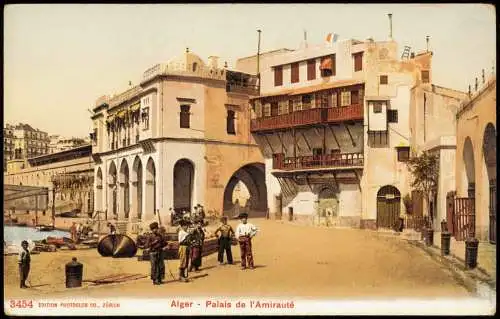 Algier دزاير Ortsansicht mit Einheimischen Alger Palais de l'Amirauté 1910