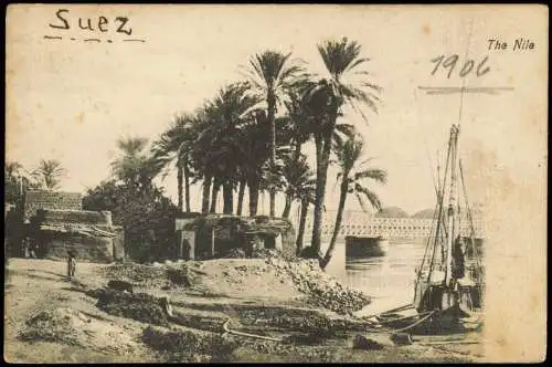 Suez السويس as-Suways Ortsansicht Partie am Nile Nil Fluss 1906