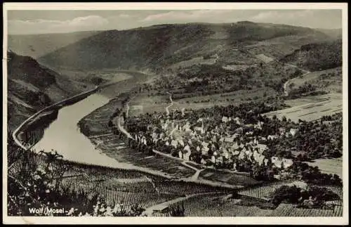 Wolf Mosel-Traben-Trarbach Blick von den Weinbergen auf die Stadt 1951