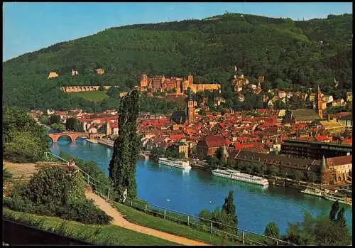 Ansichtskarte Heidelberg Panorama-Ansicht Blick vom Philosophenweg 1970