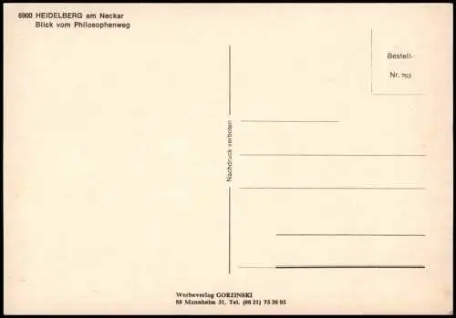 Ansichtskarte Heidelberg Panorama-Ansicht Blick vom Philosophenweg 1970