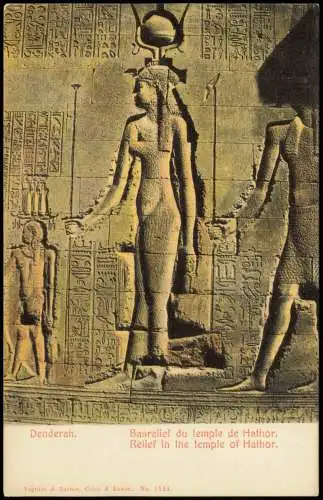 Dendera Dendrah دندرة Relief in the temple of Hathor. 1912 Ägypten Egypt