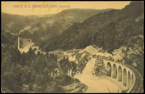 Baden-Württemberg PARTIE B. D. TENNETSCHLUCHT, MURGTAL Schwarzwald  1912