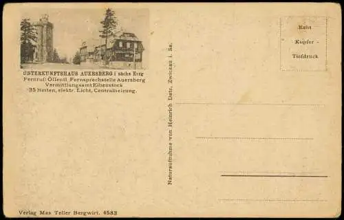 Ansichtskarte Eibenstock Sonnenaufgang v. Auersberg Erzgebirge 1928