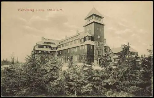 Ansichtskarte Oberwiesenthal Fichtelberg Erzgebirge Unterkunftshaus 1914