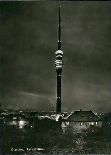 Ansichtskarte Wachwitz-Dresden Fernsehturm beleuchtet 1977/1971