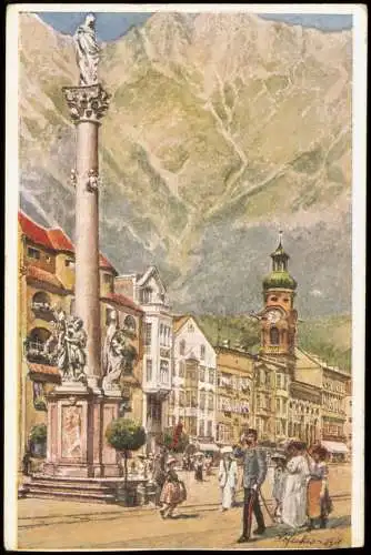 Ansichtskarte Innsbruck Maria Theresienstraße Künstler-Postkarte 1910